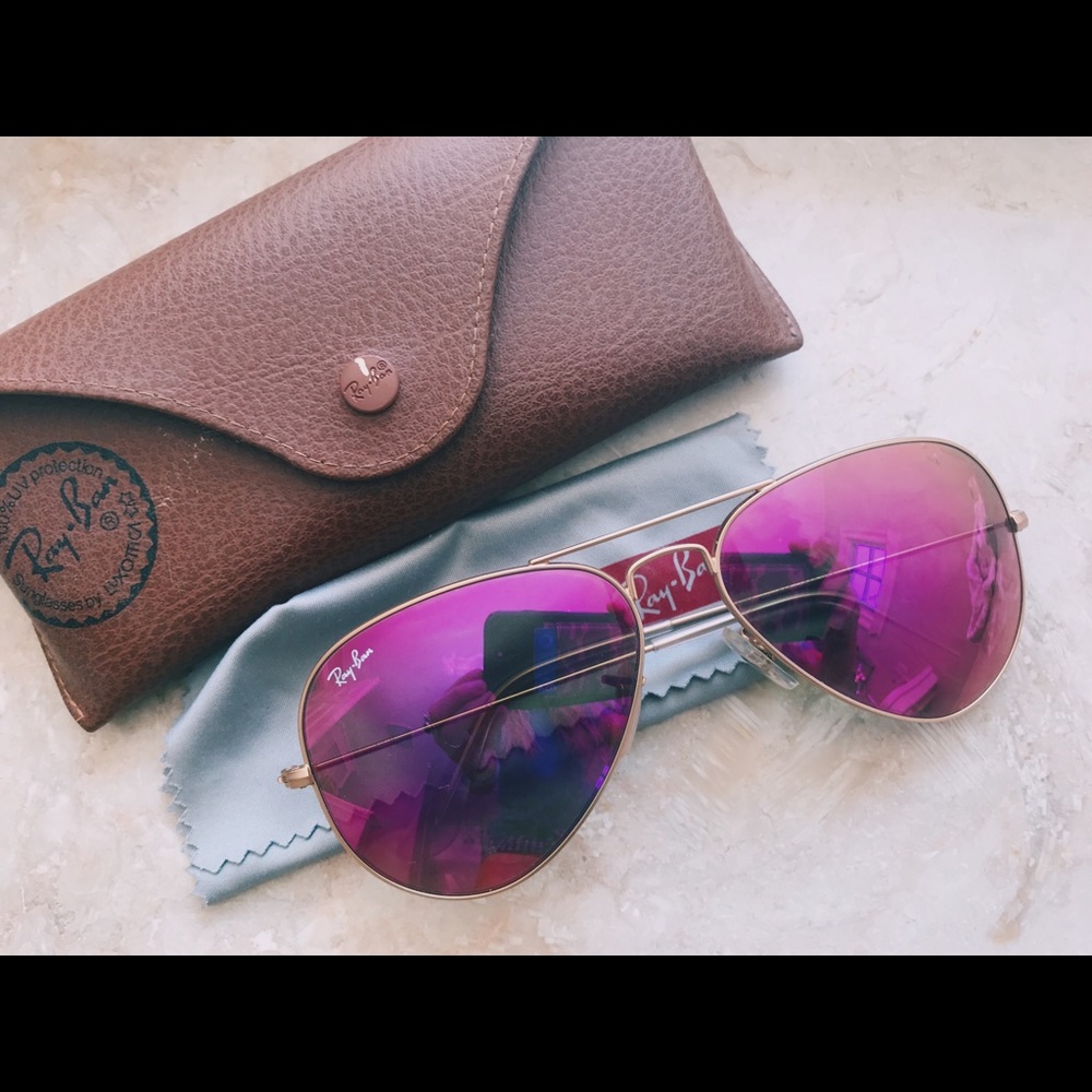 RAY BAN AVIATORS PINK REFLECTIVE WITH GOLD